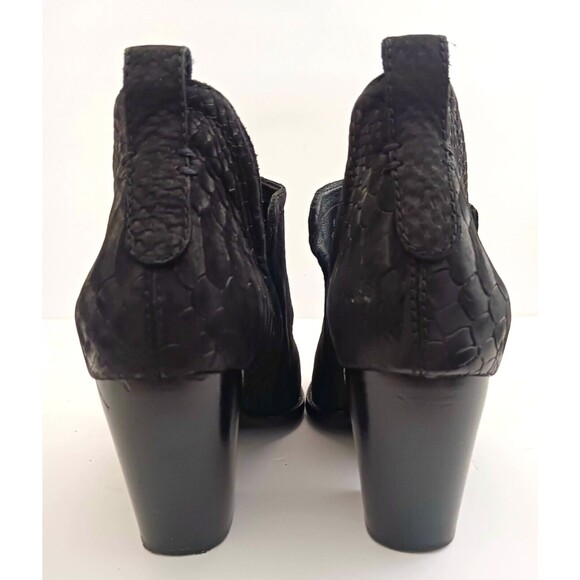 Jeffrey Campbell Rosee Snake Print Blk Suede Stacked Heel Ankle Boot Sz 9.5 - Picture 6 of 9